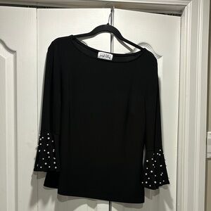 Joseph Ribkoff Black Top with Pearl Accents